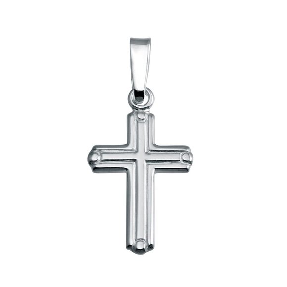 Other - Silver 925 Rhodium Plated Bordered Cross Pendant